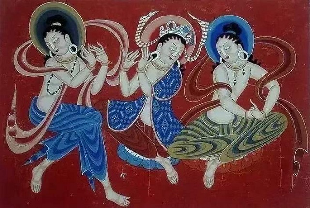 (段文杰临摹作品 莫高窟北魏第263窟伎乐菩萨).jpg