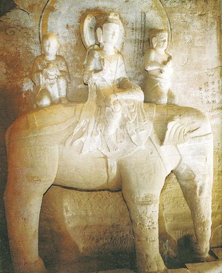 第165窟骑象菩萨(本版图片由甘肃北石窟寺文物保护研究所提供)