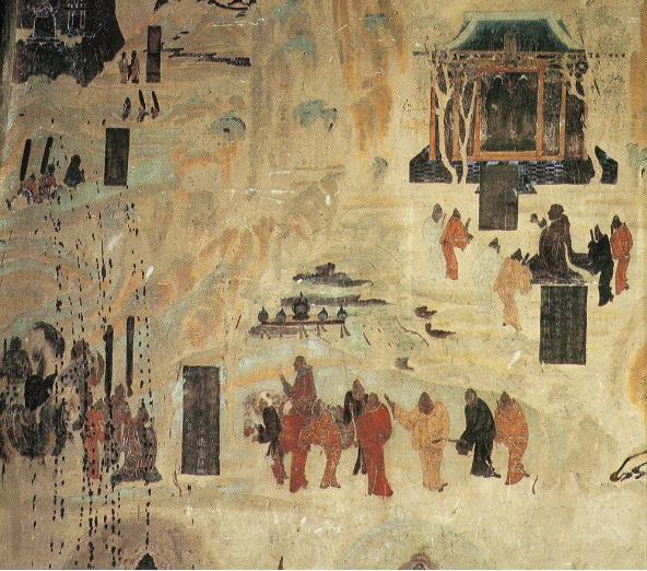 莫高窟“张骞出使图”(《中国石窟·莫高窟》) 点击进入下一页