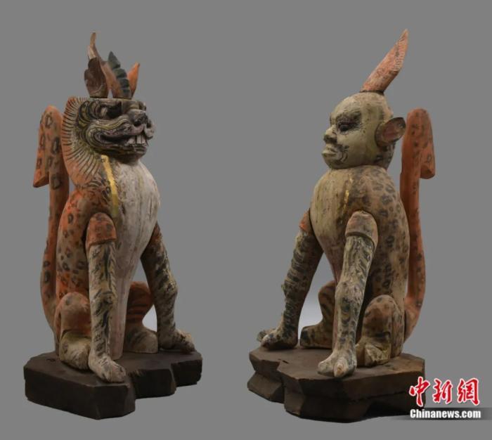 慕容智墓出土的镇墓兽。中新社发 甘肃省文物考古研究所 供图 慕容智墓出土的镇墓兽。中新社发 甘肃省文物考古研究所 供图