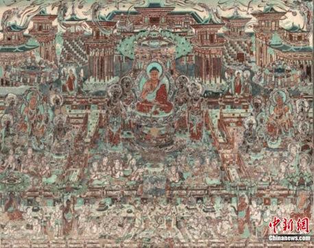 西方净土变-莫高窟第217窟(盛唐)。敦煌研究院供图