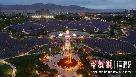 图为诗会举办现场，紫色花海浪漫怡人。金昌市委宣传部供图